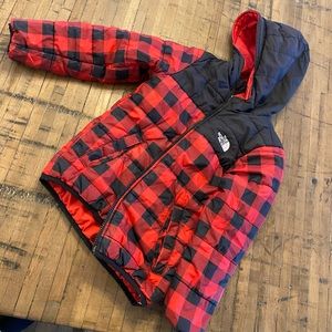 The North Face 5T reversible buffalo check coat